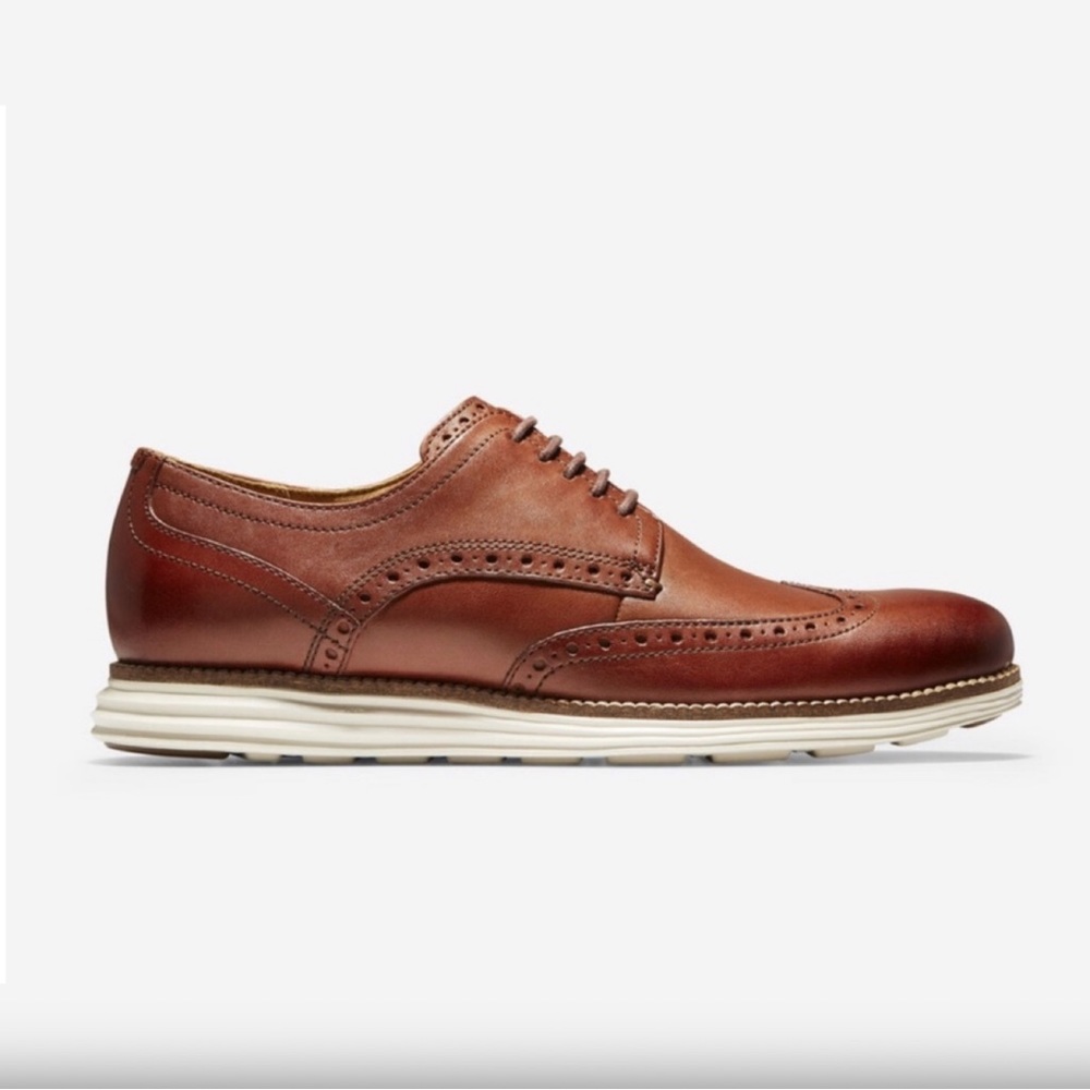 Cole Haan Original Grand Wingtip Oxford Shoes In Woodbury/Ivory NWT - Picture 2 of 13
